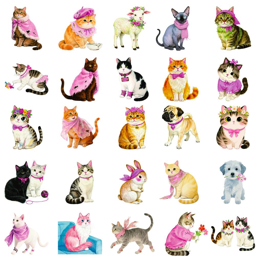 56 Cute Kitten Graffiti Stickers, Various Animal Suitcases, Handbooks, Notebooks, Decorative Stickers