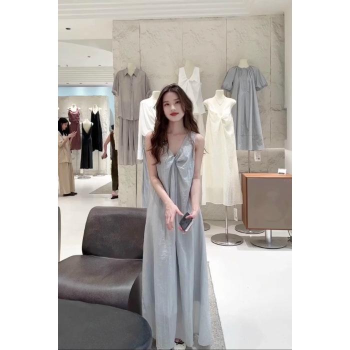 

Kink suspender dress women s summer unique chic design sense loose long dress ins S