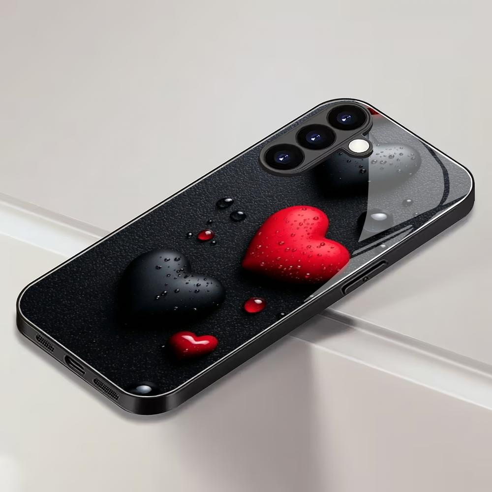 Love design tempered glass phone case suitable for Samsung Galaxy S26 S25 S24 S23 S22 S20 FE/Ultra/Plus anti drop back cover