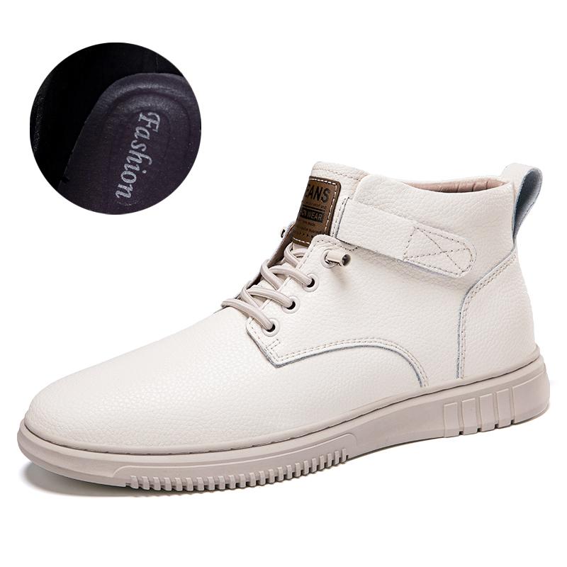 

Мужские ботинки из натуральной кожи, удобные, теплые, зимние, по щиколотку, деловые, кожаные, большого размера 44 бежевый