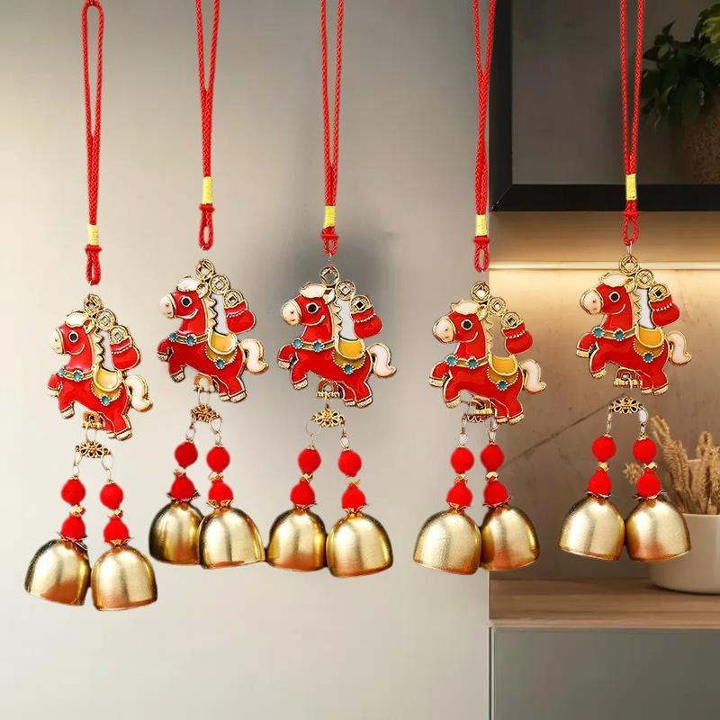 1Pcs Room Wall Hanging Ornament Chinese New Year Decoration 2026 Chinese Spring Festival Horse Year Wind Chime Hanging Pendant