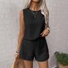 Casual Women Sleeveless Outfit Set With Button Detailing For Spring