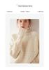 Women's Retro High-Neck Cable Knit Cashmere Sweater, Loose-Fit, Light Color, Pullover Style