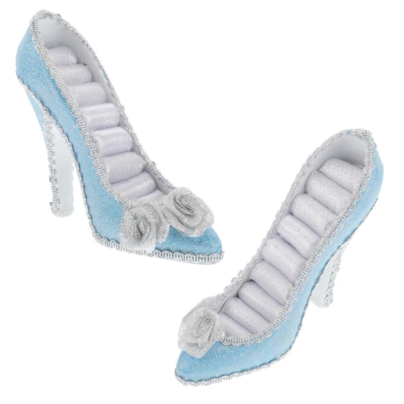 Sparkling Shoe Shape Jewelry Holder Stand with Multiple Storage Compartments Suitable for Earrings Rings and Necklaces