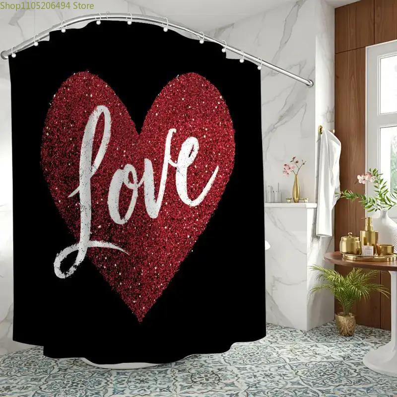 A Bathroom Shower Curtain for Valentine'S Day Special Event, Featuring 12 Hooks, Measuring 70.87*70.87inch, Perfect for Home D
