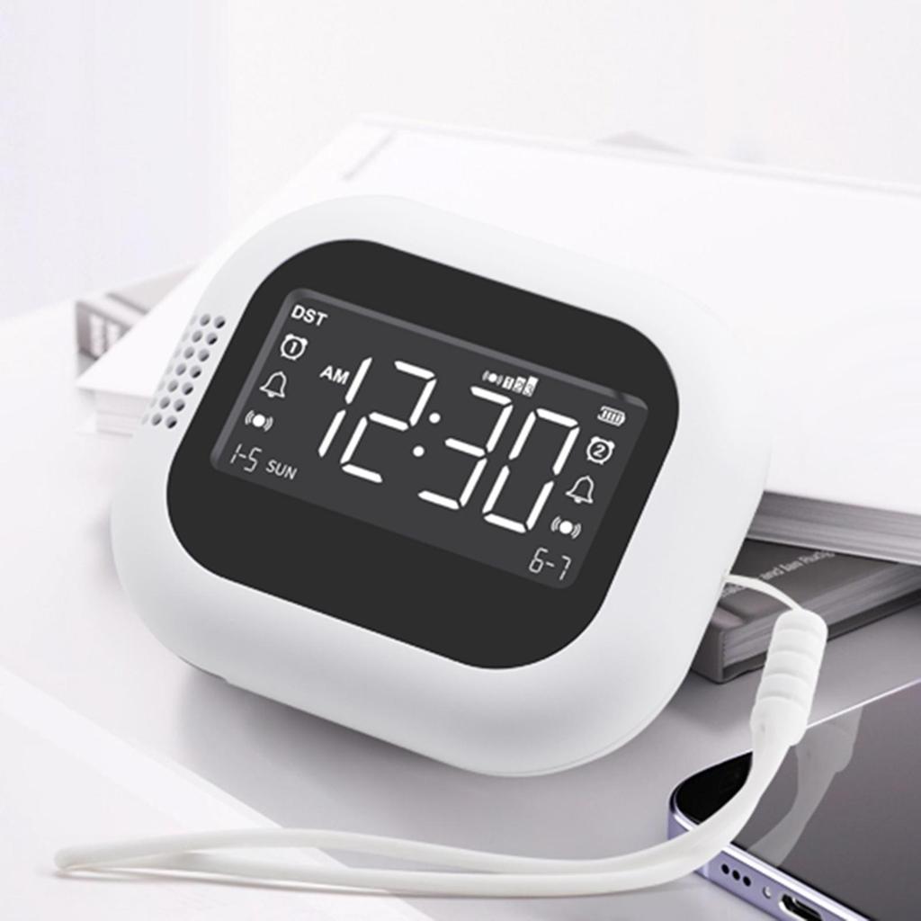 Portable Vibrating Alarm Clock with 1800mAh Battery, Dual Alarm, 3-  Vibration, Child Lock, DST, for Heavy Sleepers, Hard of Hearing