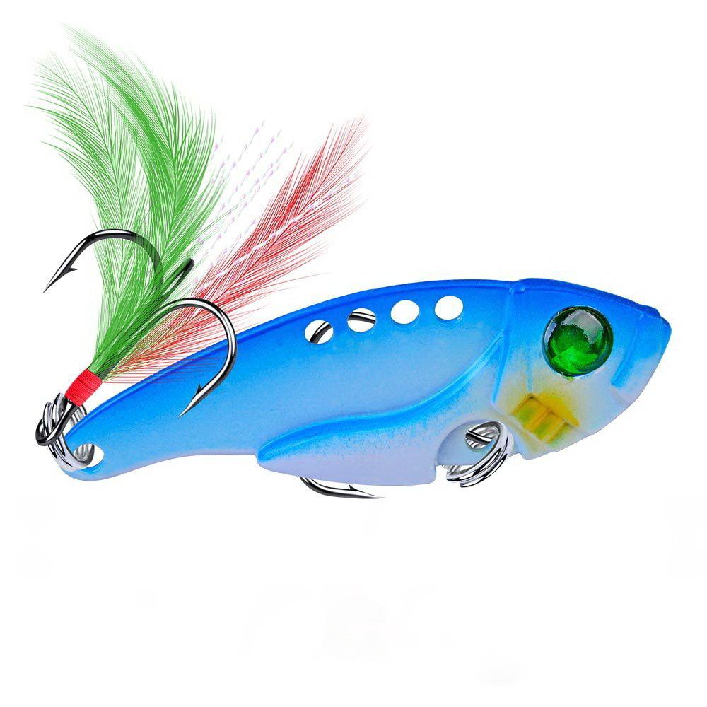 Angelköder Löffel für Hecht 50 mm mit Drillingshaken Wackelmetall Hartköder Vib Spoonbait Tackle