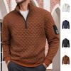 Grabbing Fleece Jacket Men's Warm Stand-up Collar Pullover Chevron Zip Sweater Jacket Moisture Wicking Comfortable Fit Skin-friendly Breathable Tops