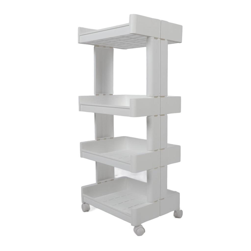 Salon Trolley Cart with Rolling Wheels 4 Layered Space Saving Hollow Out Multipurpose Hair Stylist