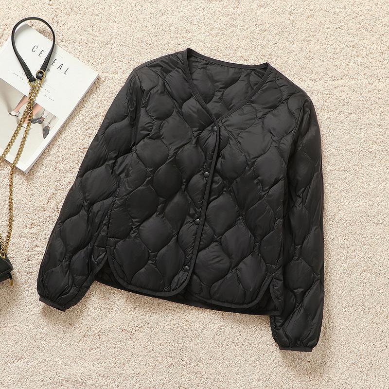 New Autumn and Winter Light Down Jacket Women's Short Hooded V-neck Loose Warm Jacket Type Light