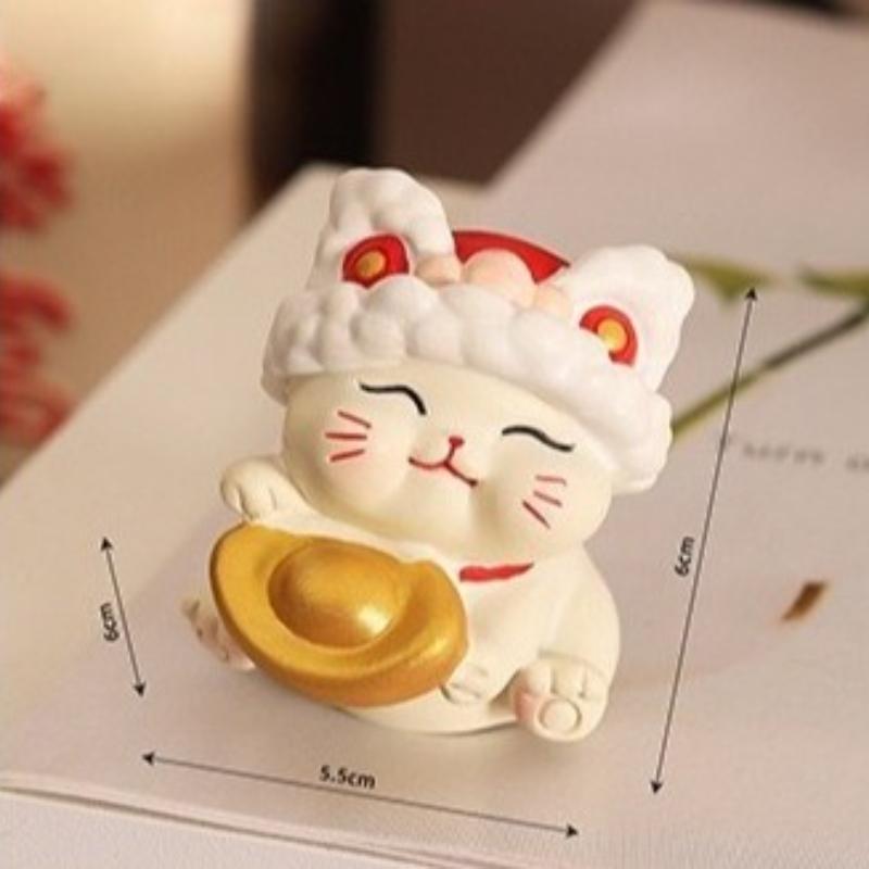

Cute Home Charm Cat Mini Ornament for Office Desk Fostering Stability and Prosperity