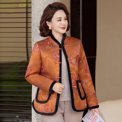Middle-aged Women's Autumn and Winter Flower Padded Jacket the Elderly Mother's Jacket Middle-aged and Elderly Women's Clothing To Keep Warm