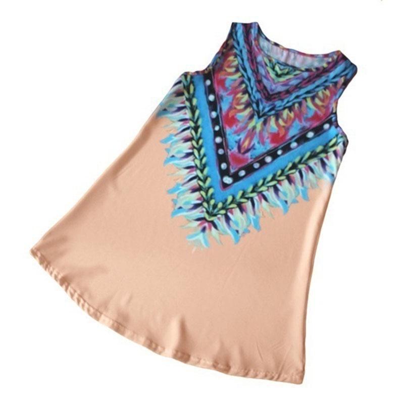 Women Loose Dresses Sleeveless Mini Dress Vintage Hippie Beachwear Boho