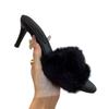 Fur Women High Heels Slippers Designer Shoes Dress Luxury Women Cotton Shoes 2025 Winter Elegant Sexy Zapatos Para Mujer