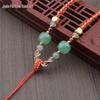 Four-Strand Braided Necklace Lanyard with Jadeite, White Agate, and Dongling Jade Pendant