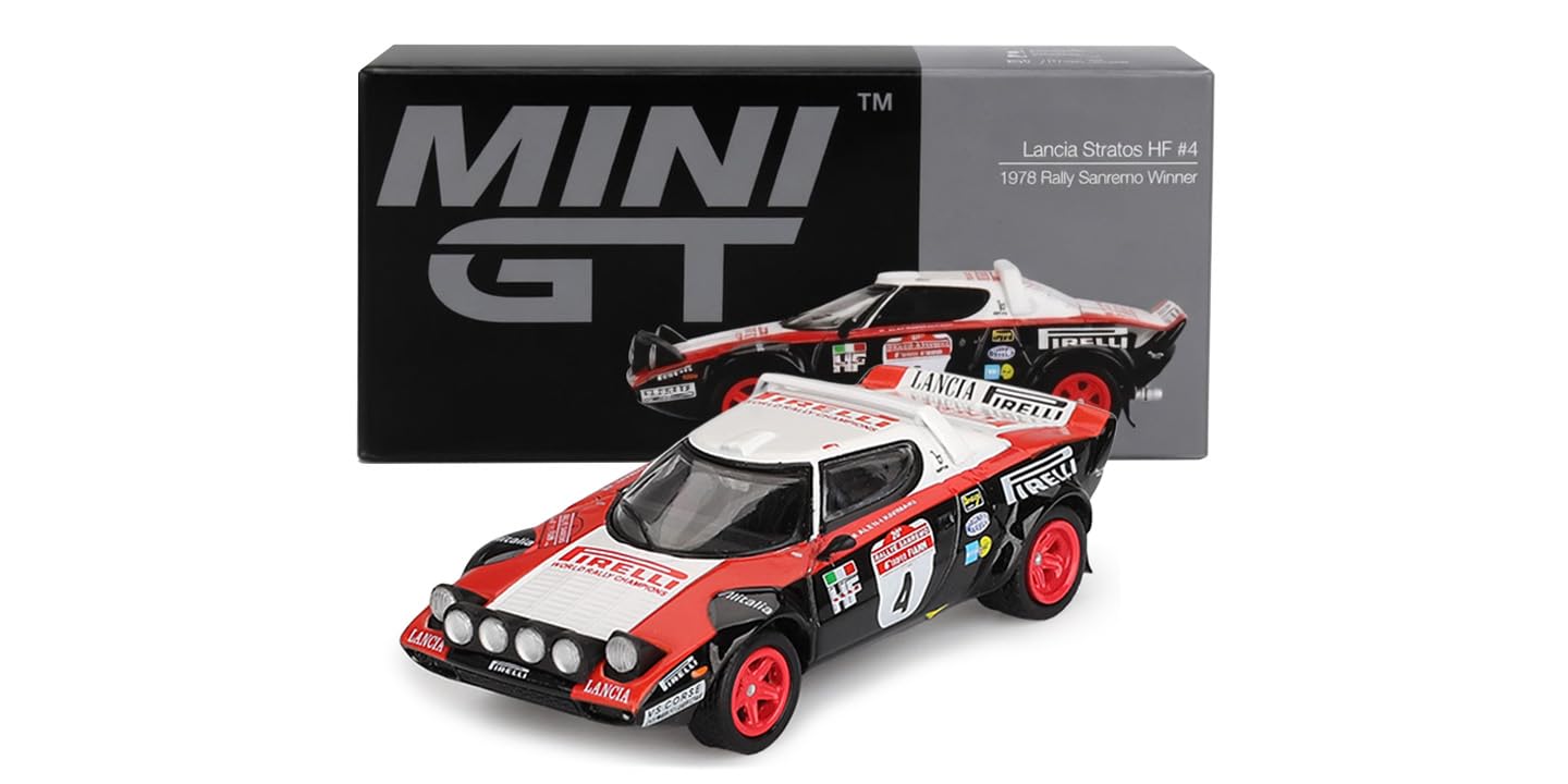 Sunrich MINI GT Lancia Stratos HF Ралли Сан-Ремо 1978 Победитель Готовая модель 1/64 №4 (Левый руль) MGT01084-L