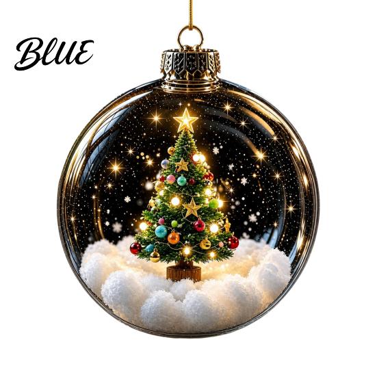 Warm White Christmas Tree Decorations Glowing Decorative Ball Lighted Ornament with Festive Scene LED Modern Hanging Lights Decor String Glow Home