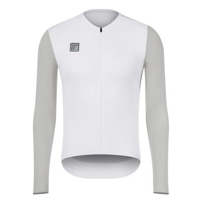 [Santic] Men's Long-Sleeve Cycling Jersey, Spring/Summer, Cycling Wear, Road Bike, UV Protection, Moisture-Wicking, Breathable (White, Size L)
