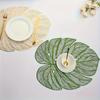 4PCS Green Leaf Vinyl Placemats - Plastic Dining Mats for Wedding, Birthday & Table Decoration