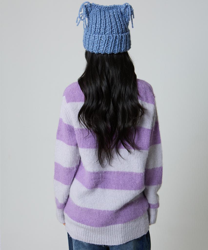 UNKNOWN PLANET Mohair Stripe Knit Purple