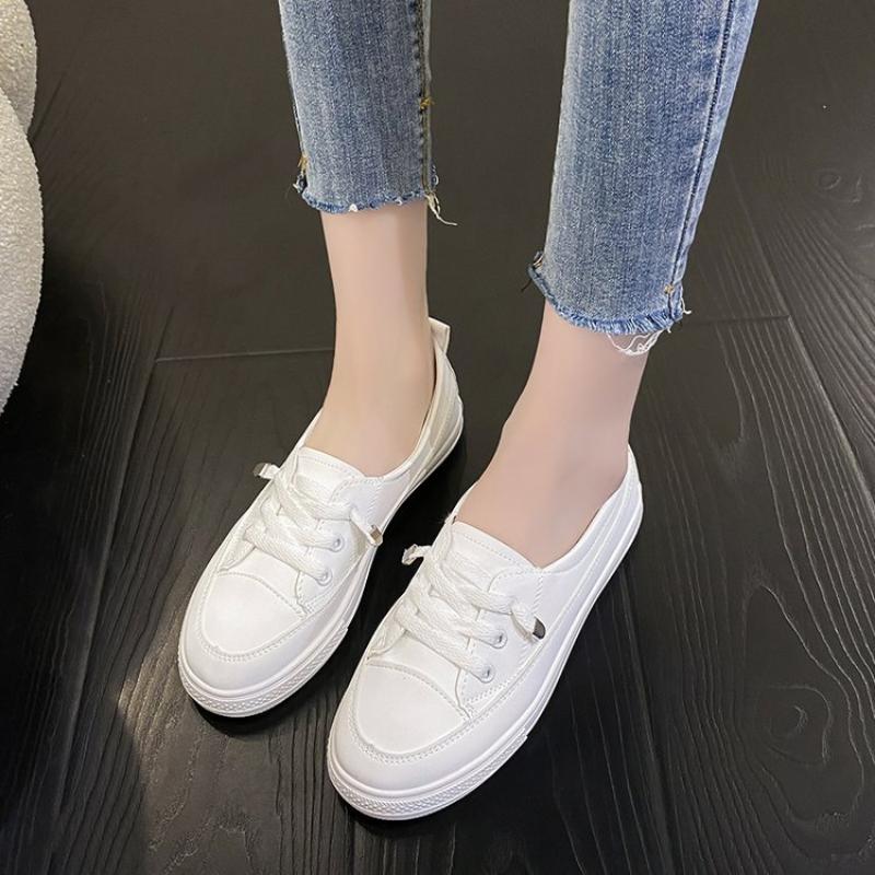 Buty damskie na wiosnę, lato, jesień i zimę, Trampki damskie, Buty studenckie, Białe buty, Niskie buty sznurowane z okrągłym noskiem, Buty codzienne