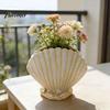 Small Decorative Indoor Planter Seashell Conch Succulents Planter, Resin Ocean-Themed Flower Pot with Drainage Hole, Wedding Table Centerpieces Beach