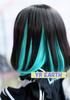 Heat-resistant wig for dolls, ST160, bicolor medium hair, black and green, head circumference 22-23cm, DD compatible wig