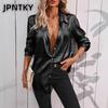 JPNTKY Women's Fashion Casual Solid Color Print Long Sleeve POLO Neck Blouses & Shirts