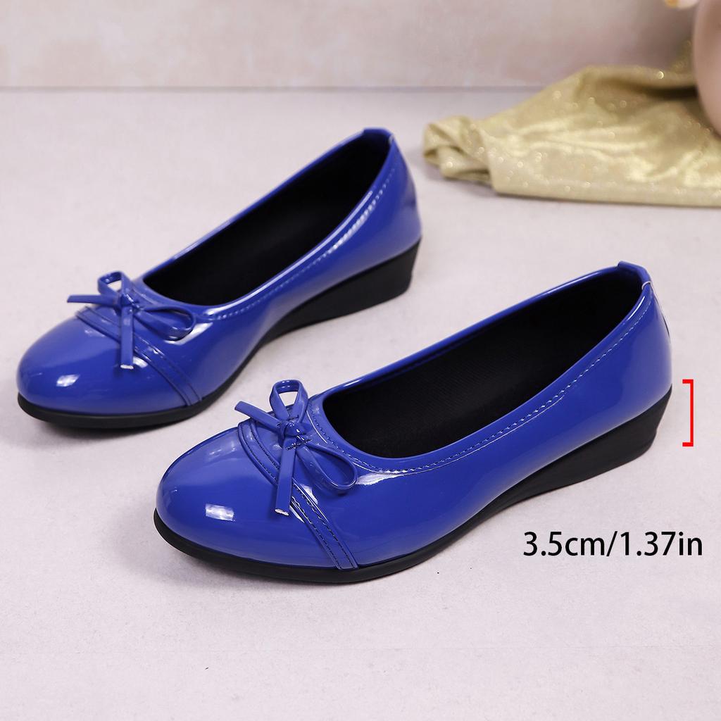 2025 Versatile Commuter Bow Gentle Solid Color Single Shoes Light Mouth Women's New Large Size Fashion Casual Shoes Women's