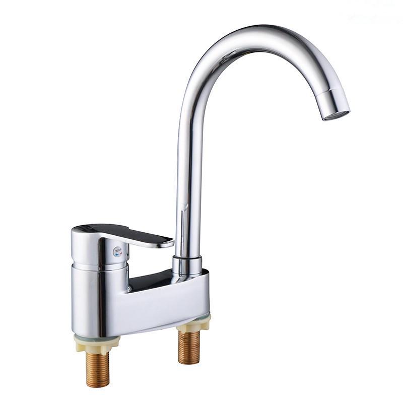 Hot and Cold Bathroom Basin Faucet, Full Copper Body, Three-Hole Configuration