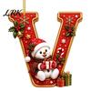 Decorative Gift Tags Cute Snowman Letter Christmas Ornament, 2D Flat Personalized A-Z Alphabet Tree Ornaments Acrylic Hanging Pendant for Xmas