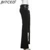 BITCED Summer Women's Solid-Color Slim-Fit High-Waisted Streetwear Casual Straight-Leg Slightly Flared Pants