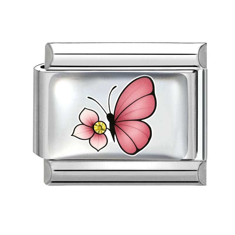 Y2K Dreamy Blue Purple Butterfly Tai Chi Flower Crab Bow Italian Charm Links Fit 9mm Stainless Steel Bracelet DIY Making Jewelry