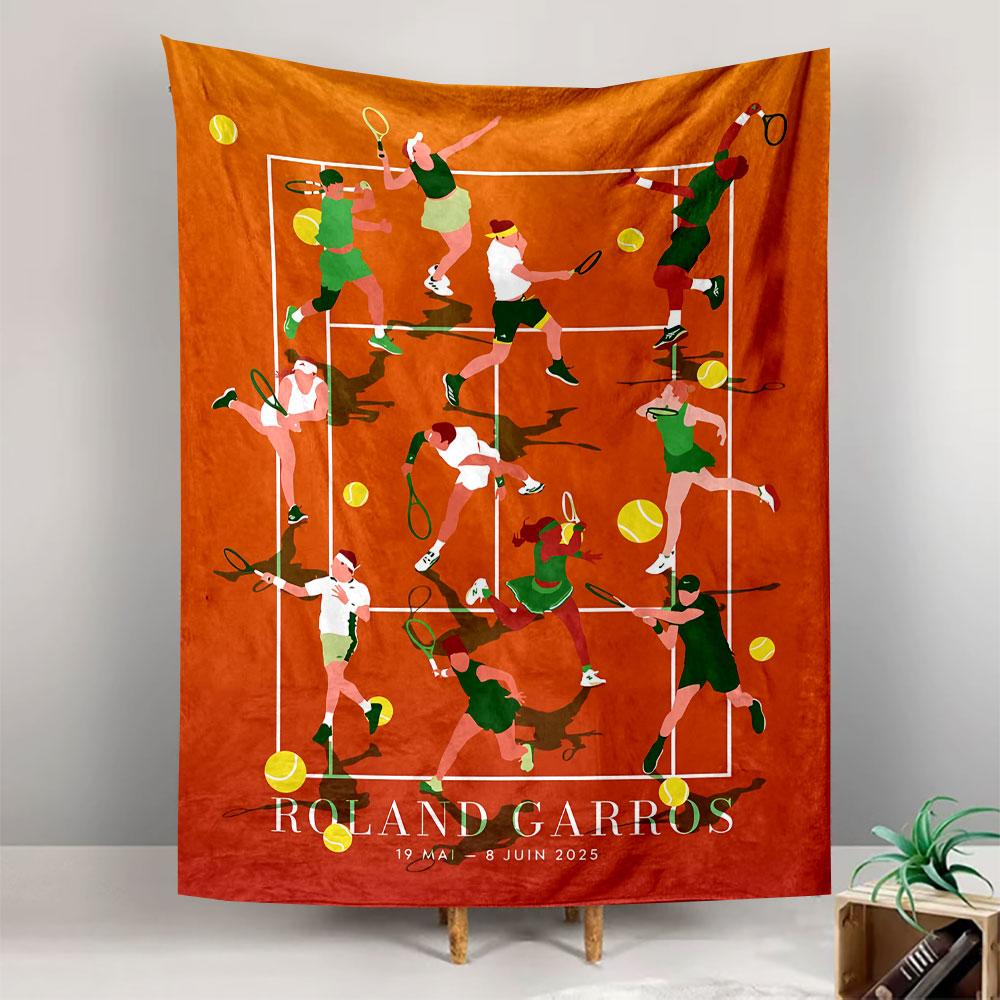 Roland Garros Tapestry Wall Hanging, Tennis Grand Slam Poster, Wall Decor for Bedroom Living Room Dorm
