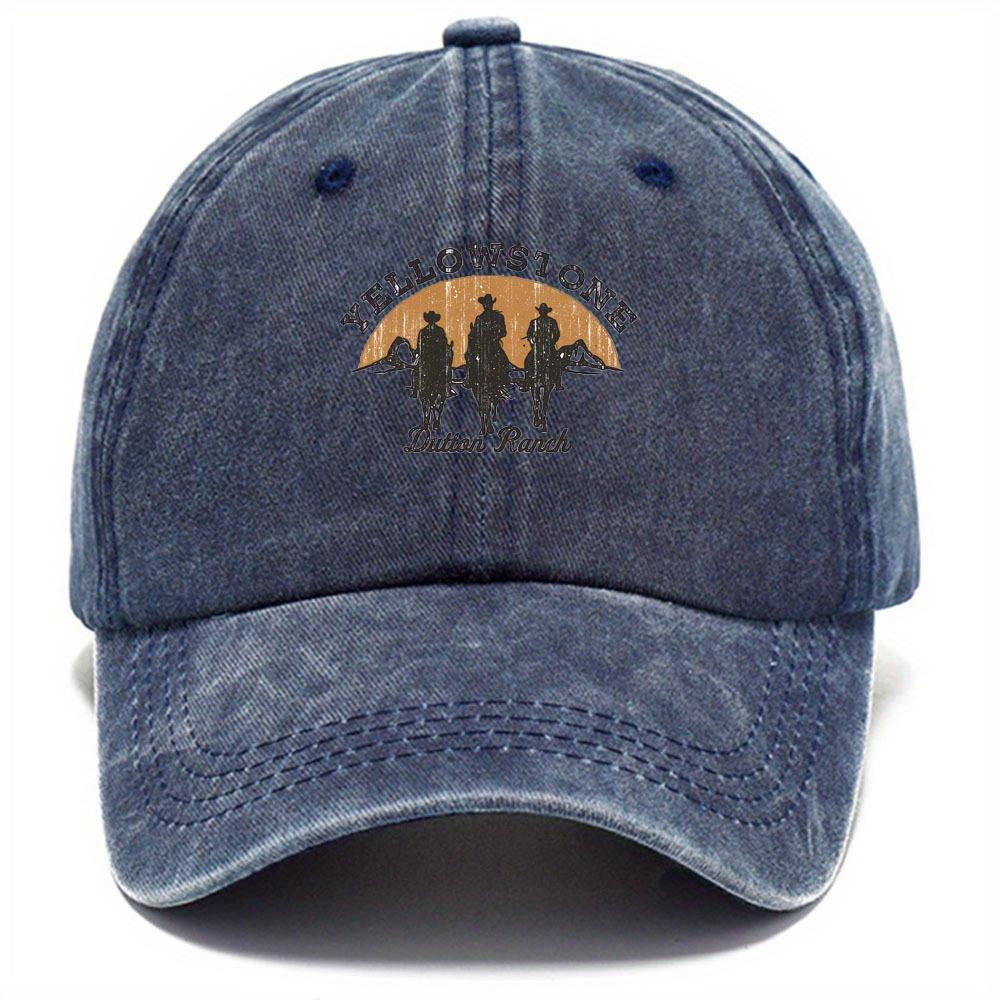Yellowstone Dutton Farm vintage vintage vintage baseball cap, lightweight dad hat, Western cowboy silhouette and sunset pattern