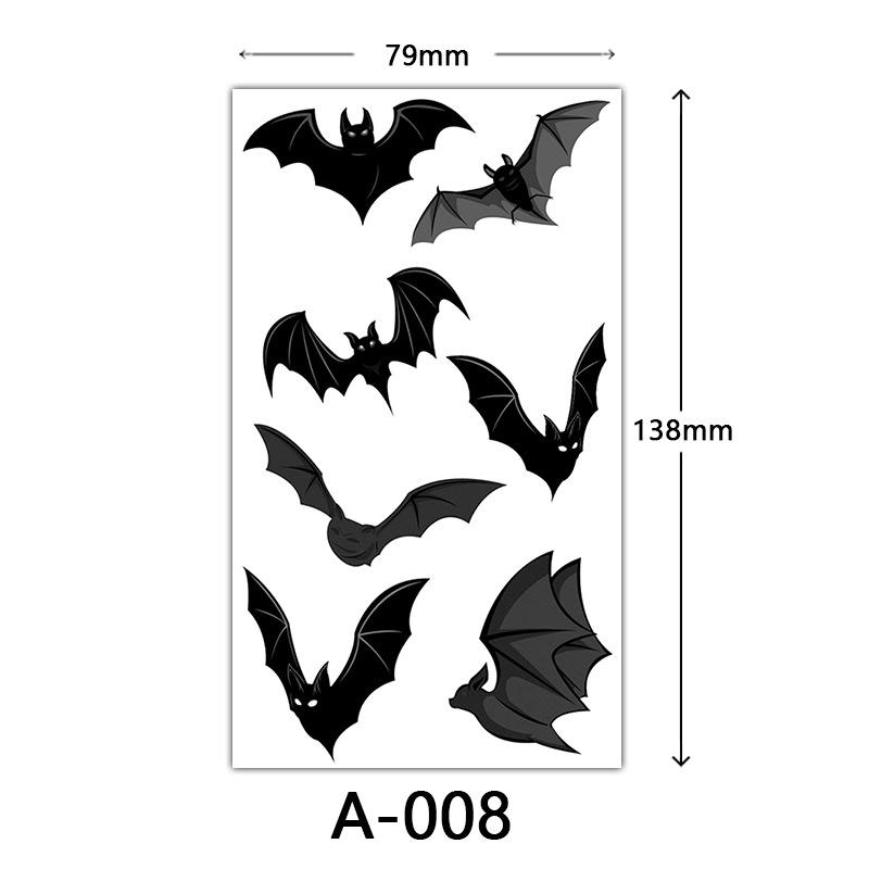 Halloween Tattoo Sticker, Skull Reaper Sickle, Black Bat Tombstone Pumpkin Tattoo