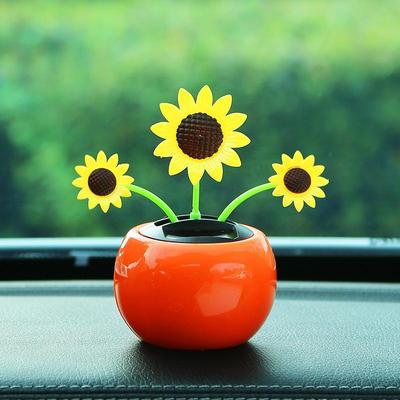 Solar-Powered Sunflower Shaking Head Car Ornament