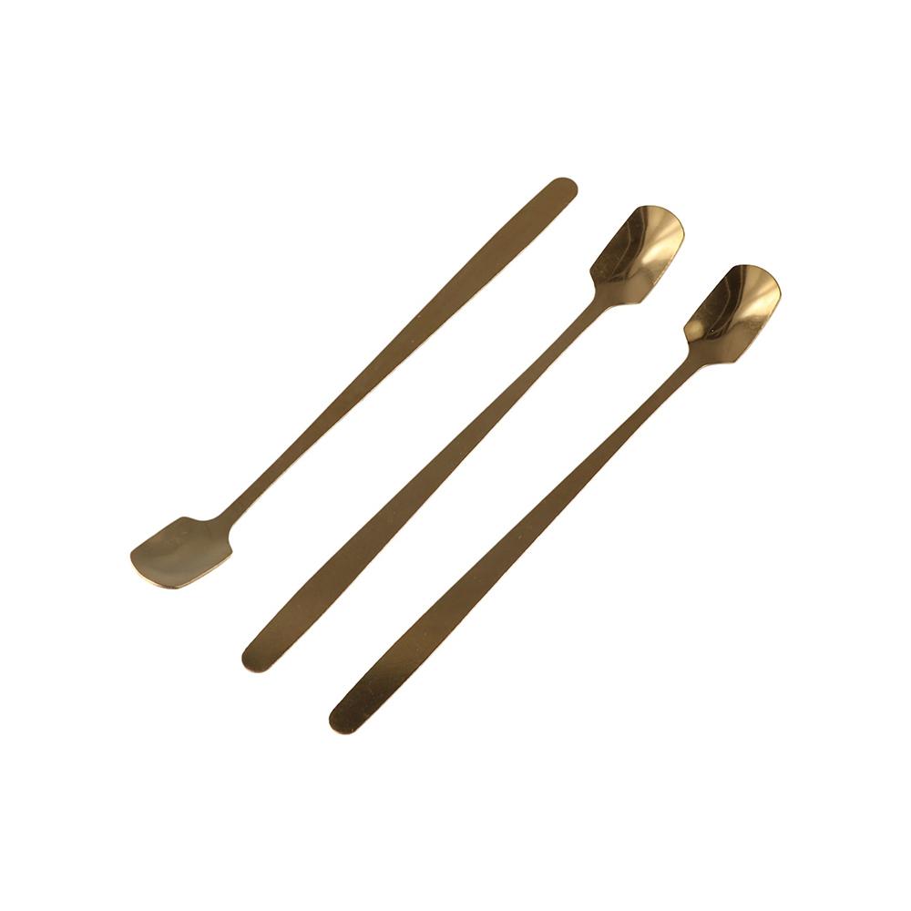 5pcs Stainless Steel Square Teaspoon Silver/gold Dessert Scoops Coffee Stirring Spoons  Cafe