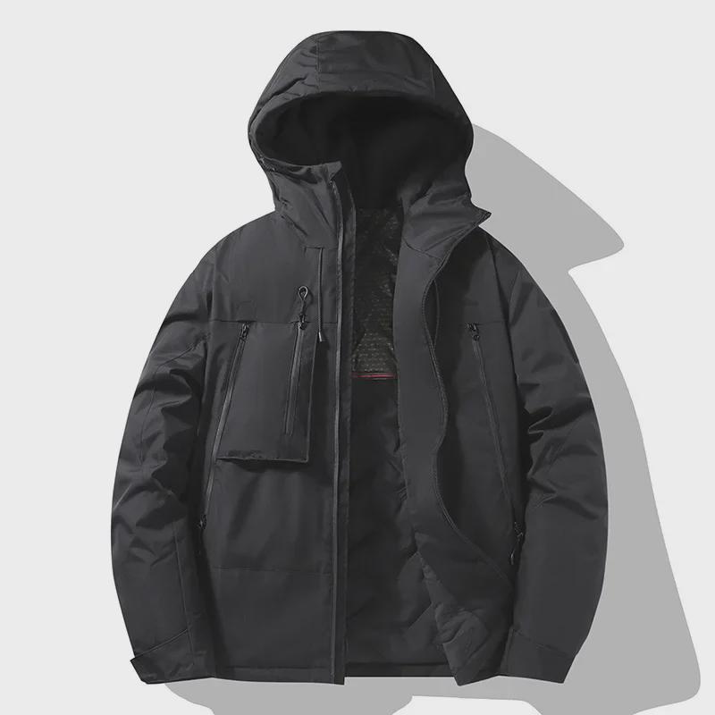 Upgraded J91 Men's Graphene Cotton Hooded Jacket: Trendy, Windproof, Waterproof, Thickened Design for Couples.