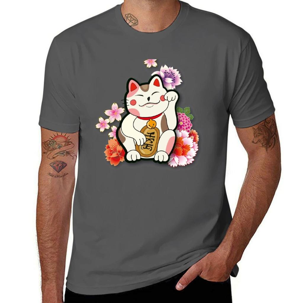 Maneki Neko T-shirt t-shirt man bomull t-shirts för man bomull rolig T-shirt