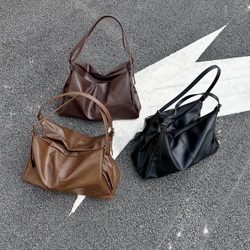 Big Bag, Women's New Vegetable Tanned PU Lazy Style Tote Bag, Light Luxury and High-end Single Shoulder Armpit Bag