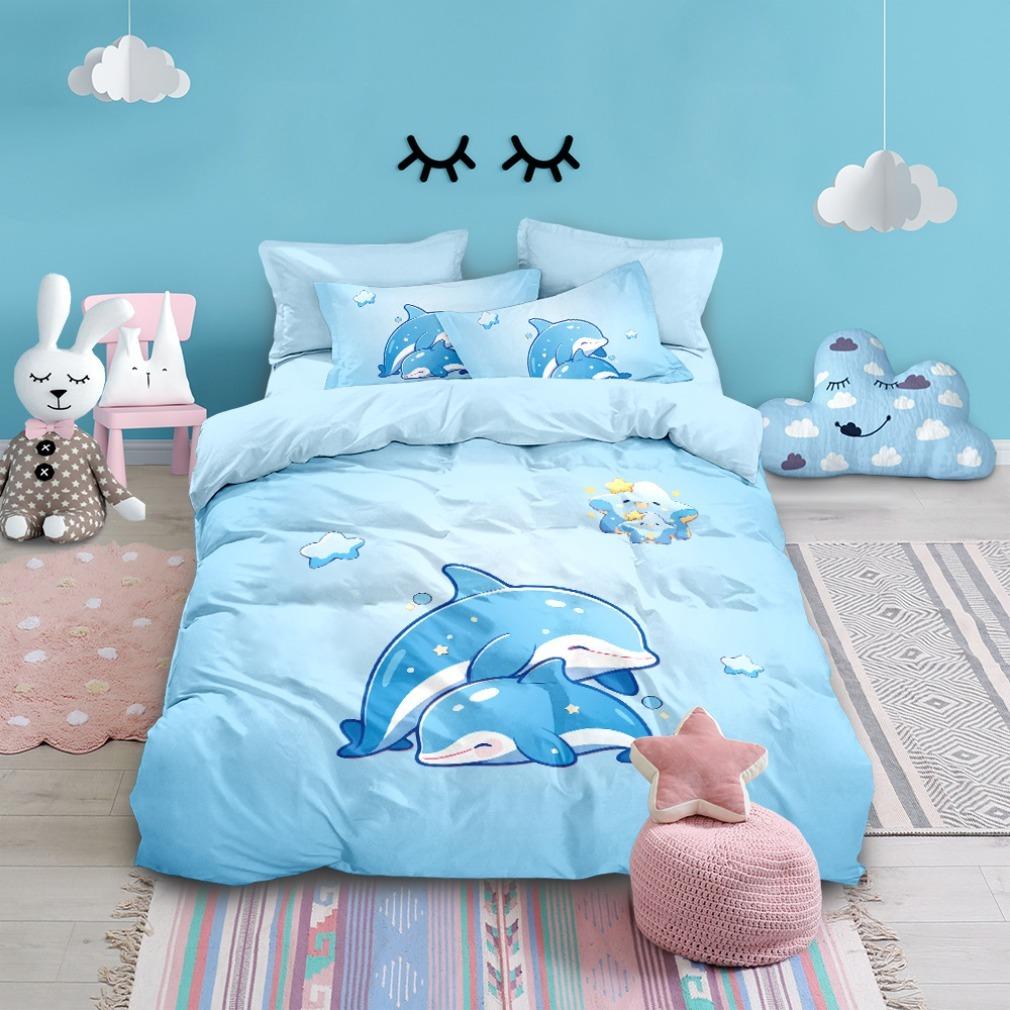 Cartoon Blue Whale Duvet Cover New Vibrant 3D Shark Bedding Set Pillowcase Room Decoration For Boys And Girls