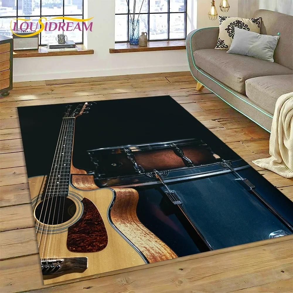 3D Drum Kit Drum Stand Set Music Instruments Carpet Rug for Bedroom Living Room Home Sofa Decoration,Child Large Decor Floor Mat