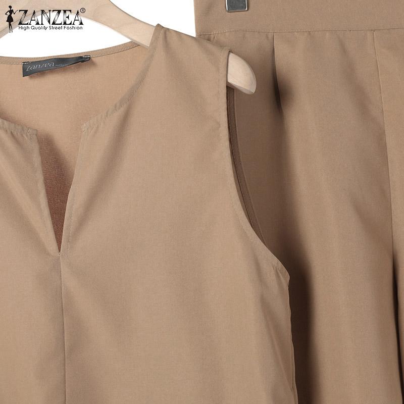 ZANZEA Women Sleeveless Tank Tops and Shorts Summer Two Piece Suit Sets