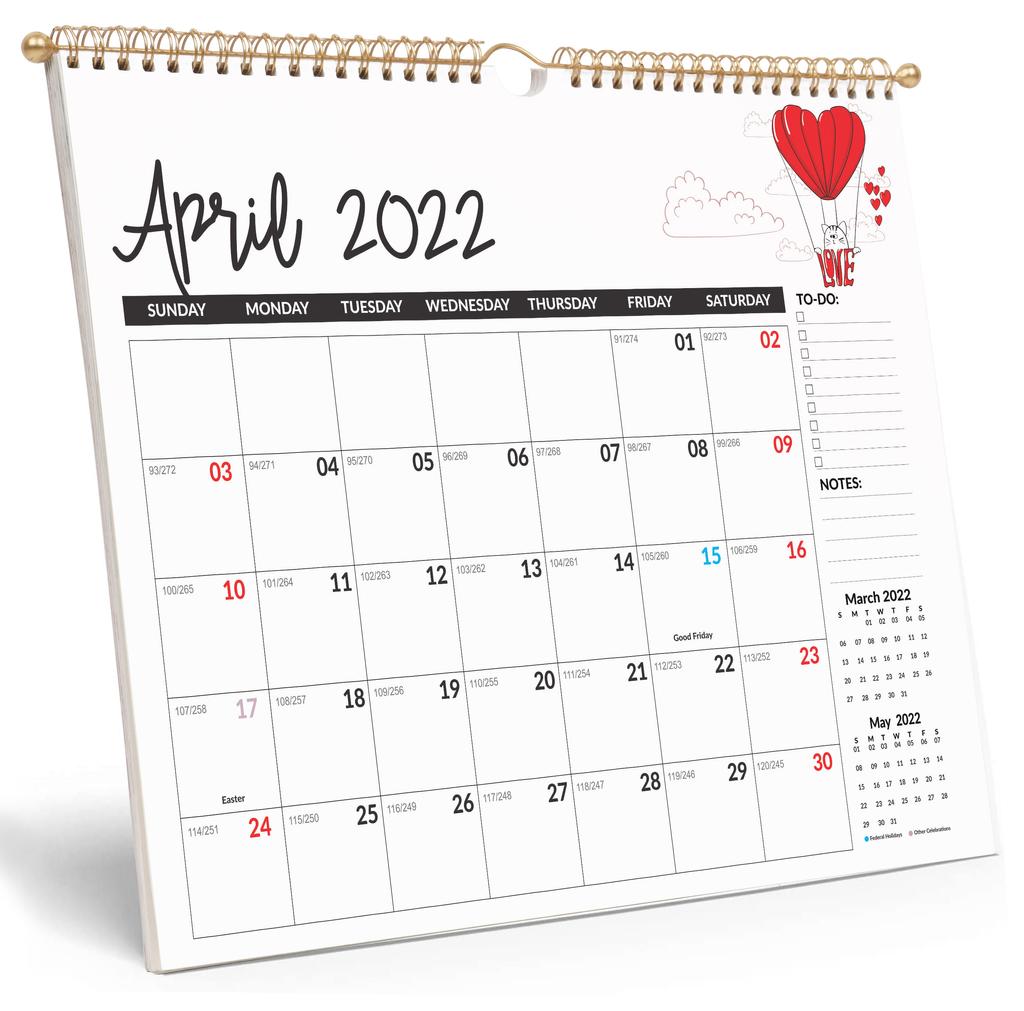 Inkdotpot 13"x11" Wall Calendar -Runs Until December 2023 Hanging Spiral Bound Monthly Calendar 2022-2023 for Home or Office