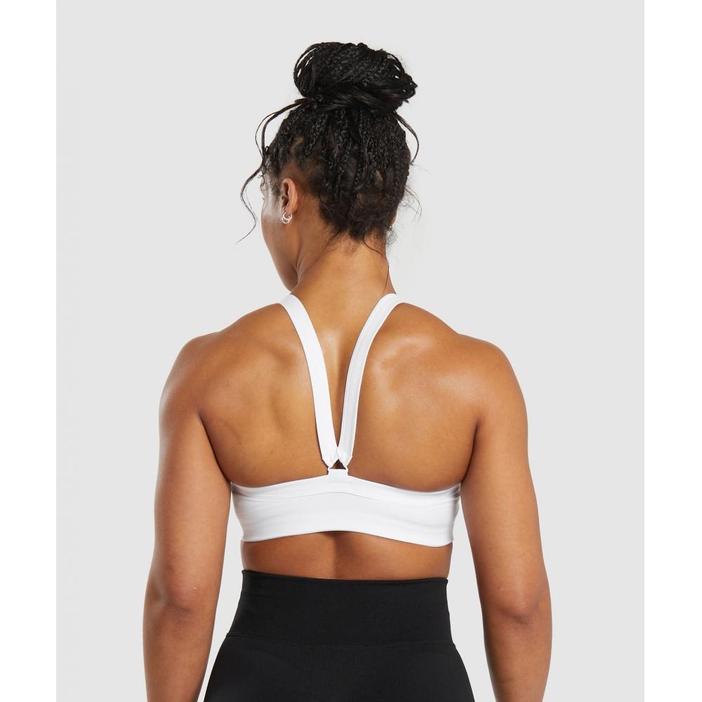 Gymshark Bavlněná zpevňující sportovní podprsenka bílá B8a5x Wb57