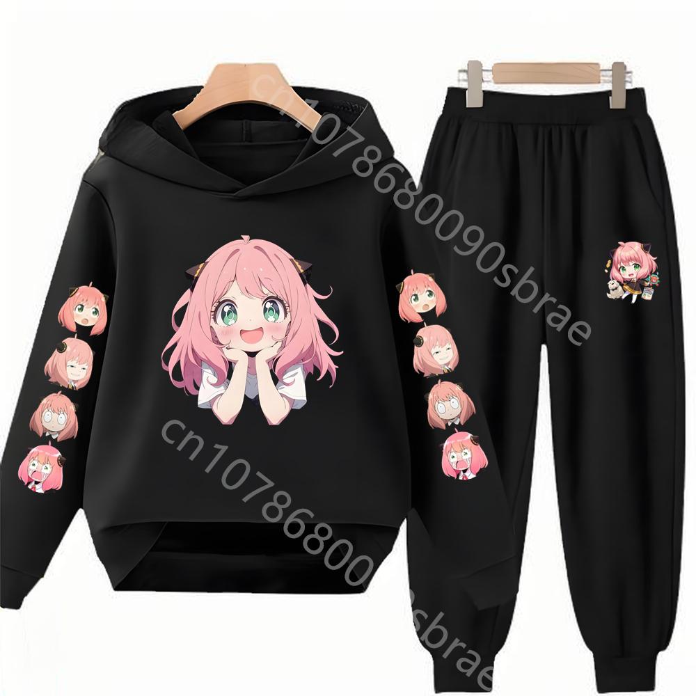 Kinder Anzug Hoodies Oberteil+Hose Mädchen pink Junge schwarz Alter 3-12 Jacke Freizeit Kleinkind Sweatshirt Anime Spy X Family Kleidung