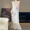 Light Luxury High-end Style Printed Satin Suspender Dress Women's New Temperament New Chinese Acetic Acid Dress
