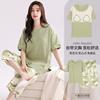 Women's summer pajamas with chest pads, pure cotton short-sleeved cropped pants pullover, new pure cotton women's loungewear set