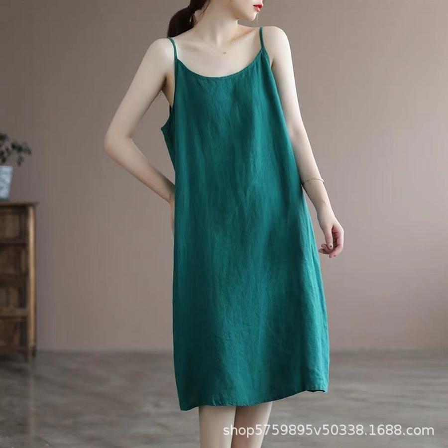 Pure Cotton Sleeveless Tank Top Women Summer New Style Plus Size Loose Inner Dress Long Skirt for Girls